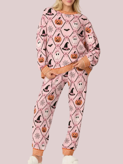 Women's Cute Holiday‑Print Pajama Set