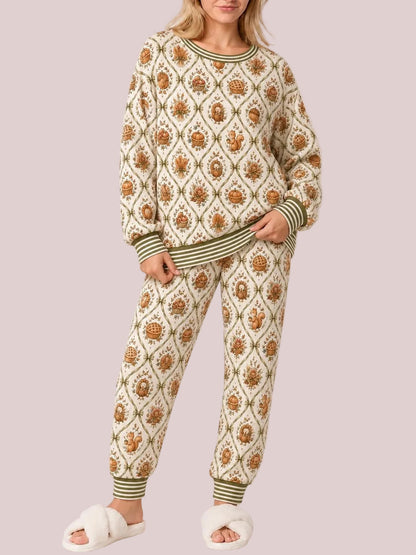 Women's Cute Holiday‑Print Pajama Set
