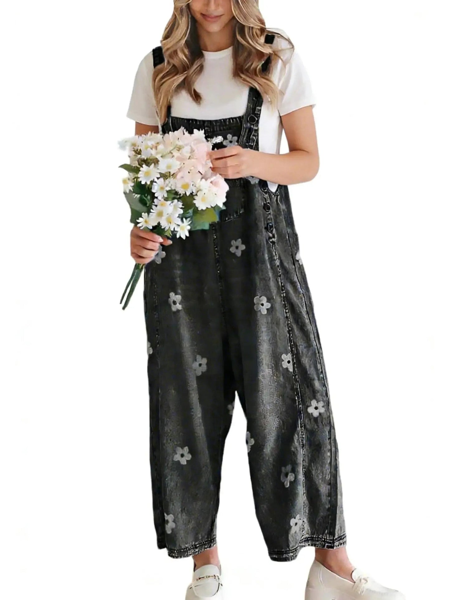 ⏰Hot Sale-Women's Spring Style Printed Denim Overalls