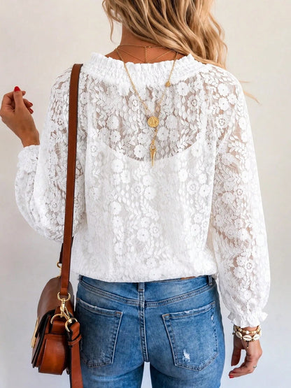 Women's Tie Neck Lace Blouse