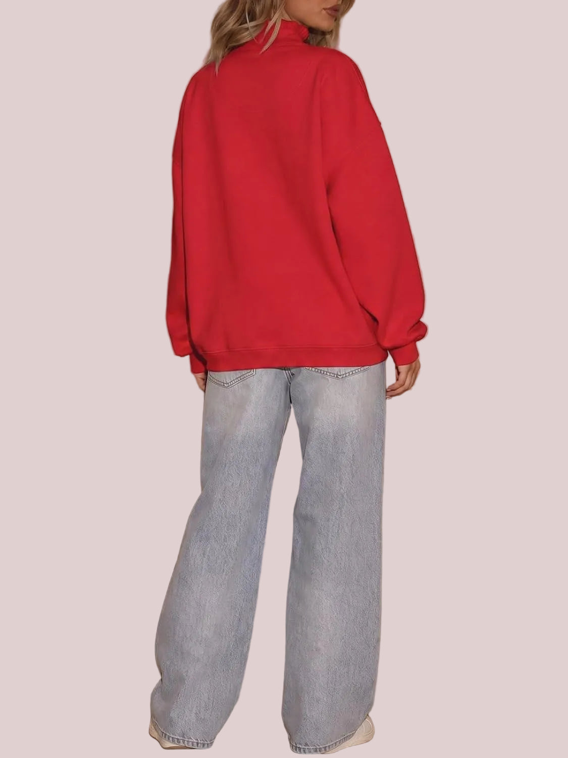 Limited time sale🔥Women's Ruffle Collar Henley Oversized Sweatshirt