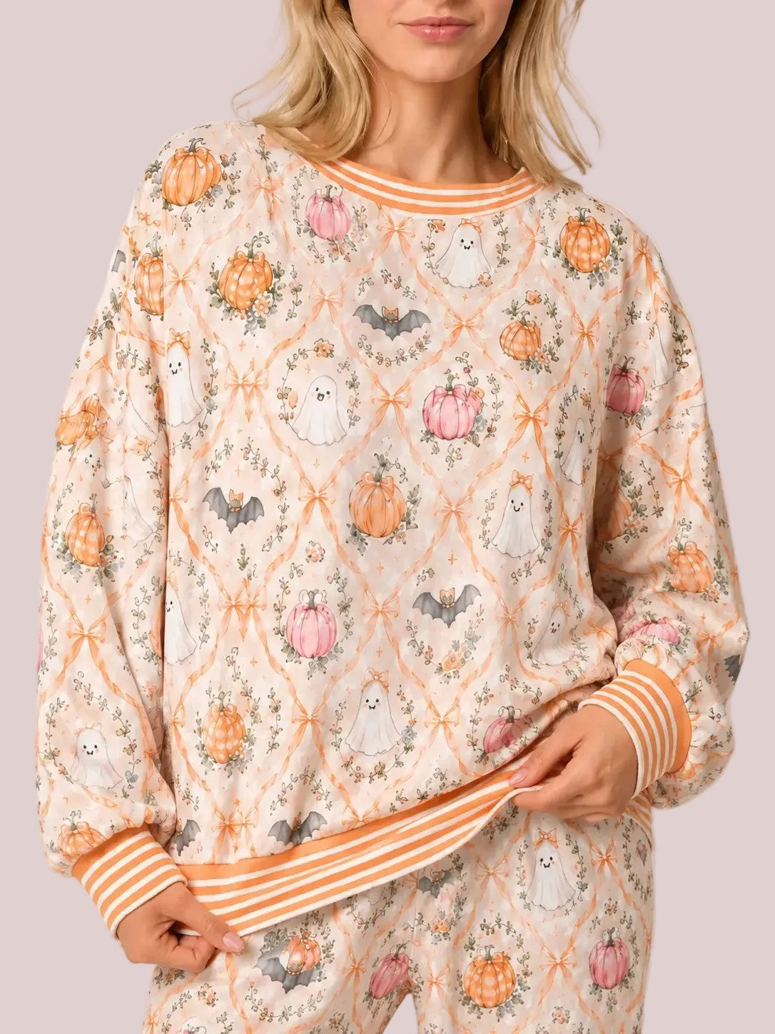 Women's Cute Holiday‑Print Pajama Set