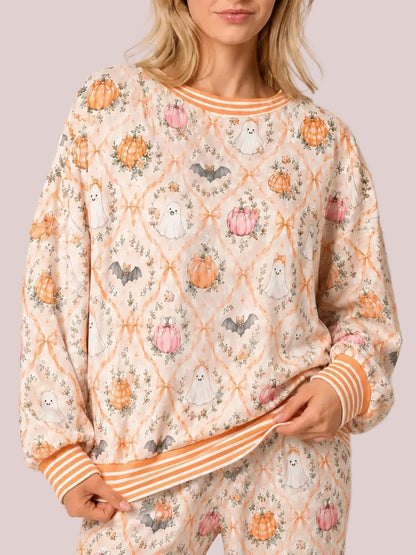 Women's Cute Holiday‑Print Pajama Set