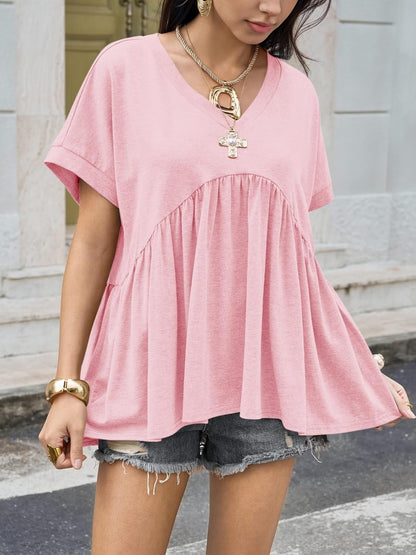 Womens Summer Peplum Tops Oversized Babydoll