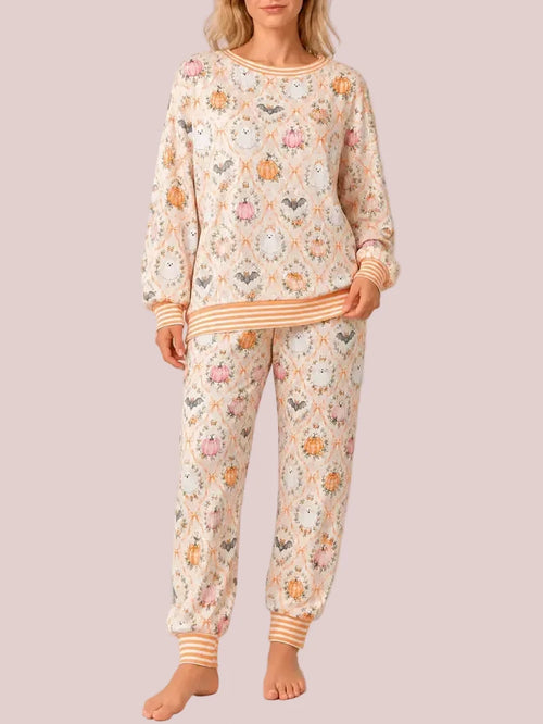 Women's Cute Holiday‑Print Pajama Set