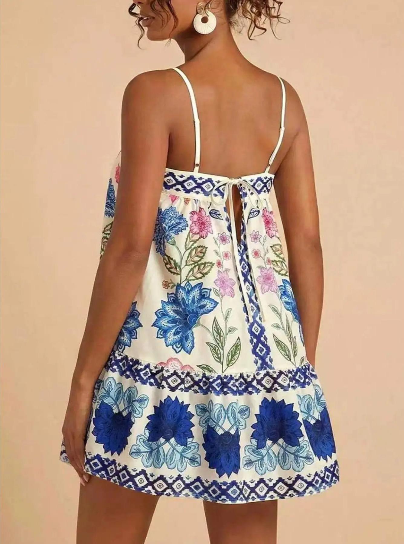 Womens Casual Beach Print Sundress Bohemian Lightweight Breathable Vacation Dress