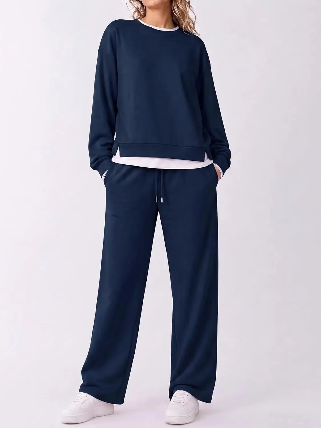 Limited time sale🔥Women's Fake Two‑Piece Sweatshirt Set