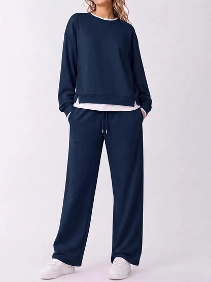 Limited time sale🔥Women's Fake Two‑Piece Sweatshirt Set