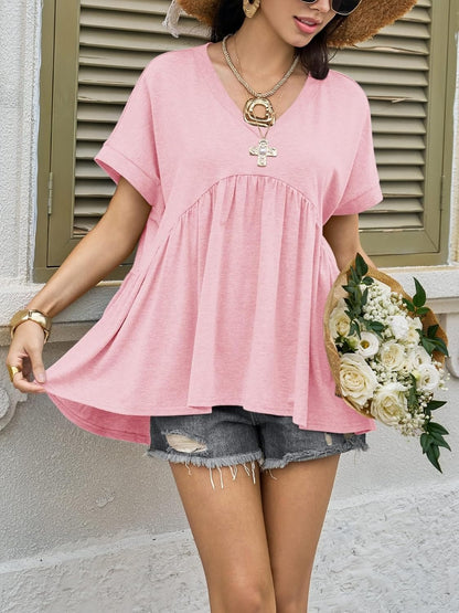 Womens Summer Peplum Tops Oversized Babydoll