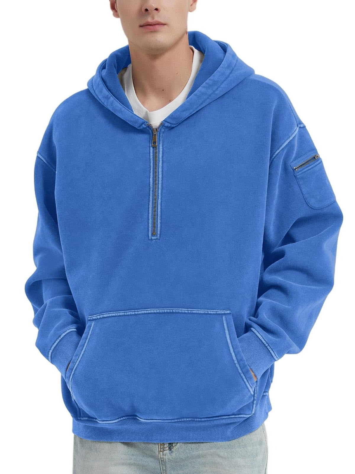 Vintage Half‑Zip Pocket Hoodie