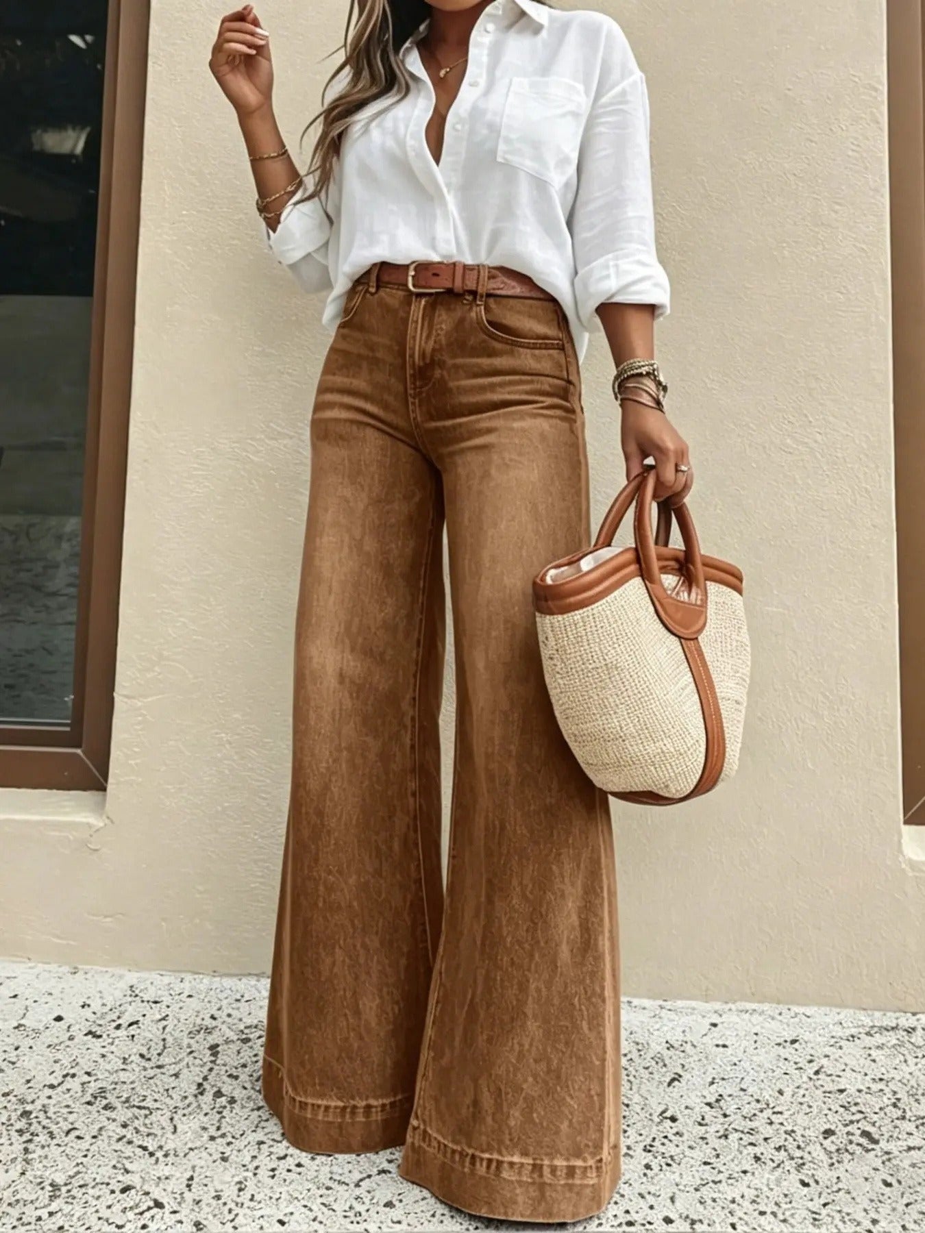 Women's High Waisted Stretchy Baggy Denim Pants