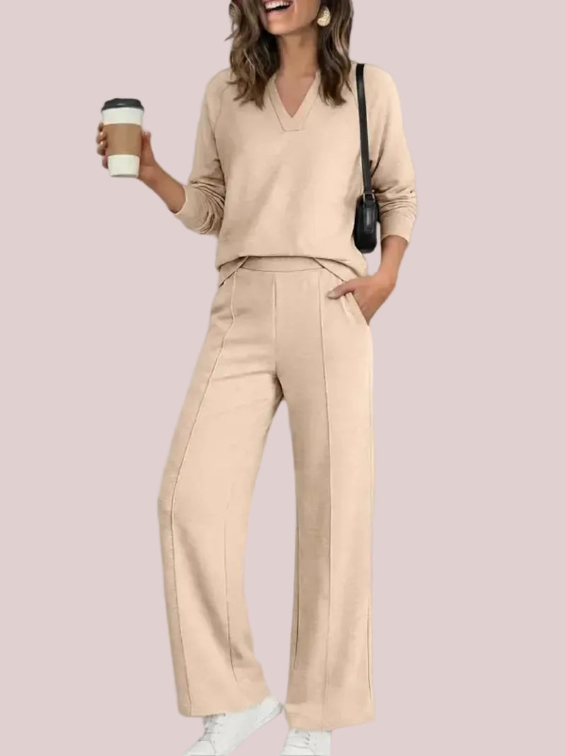 ⏰Hot Sale-Women's 2 Piece V Neck Fall Lounge Set