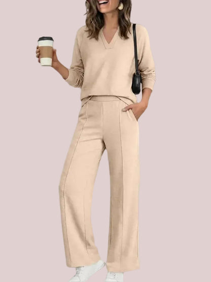 ⏰Hot Sale-Women's 2 Piece V Neck Fall Lounge Set
