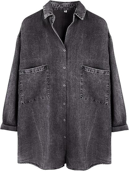 Women's Loose Pocket Denim Shirt Tops
