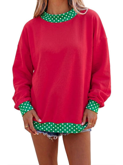 Women's Color Block Print Long Sleeve Top