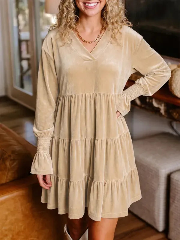 Women's Soft Elegant Velvet Oversized Babydoll Dress