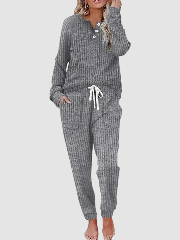 🎀Henley Button Loungewear Two Piece Set With Pockets