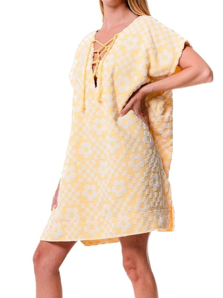 Women's Boho Lace Up Cover Up Dress