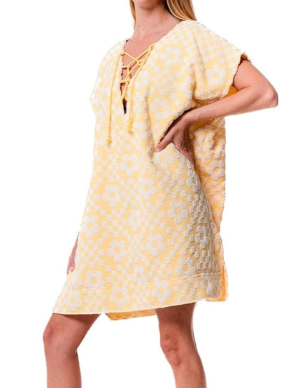 Women's Boho Lace Up Cover Up Dress
