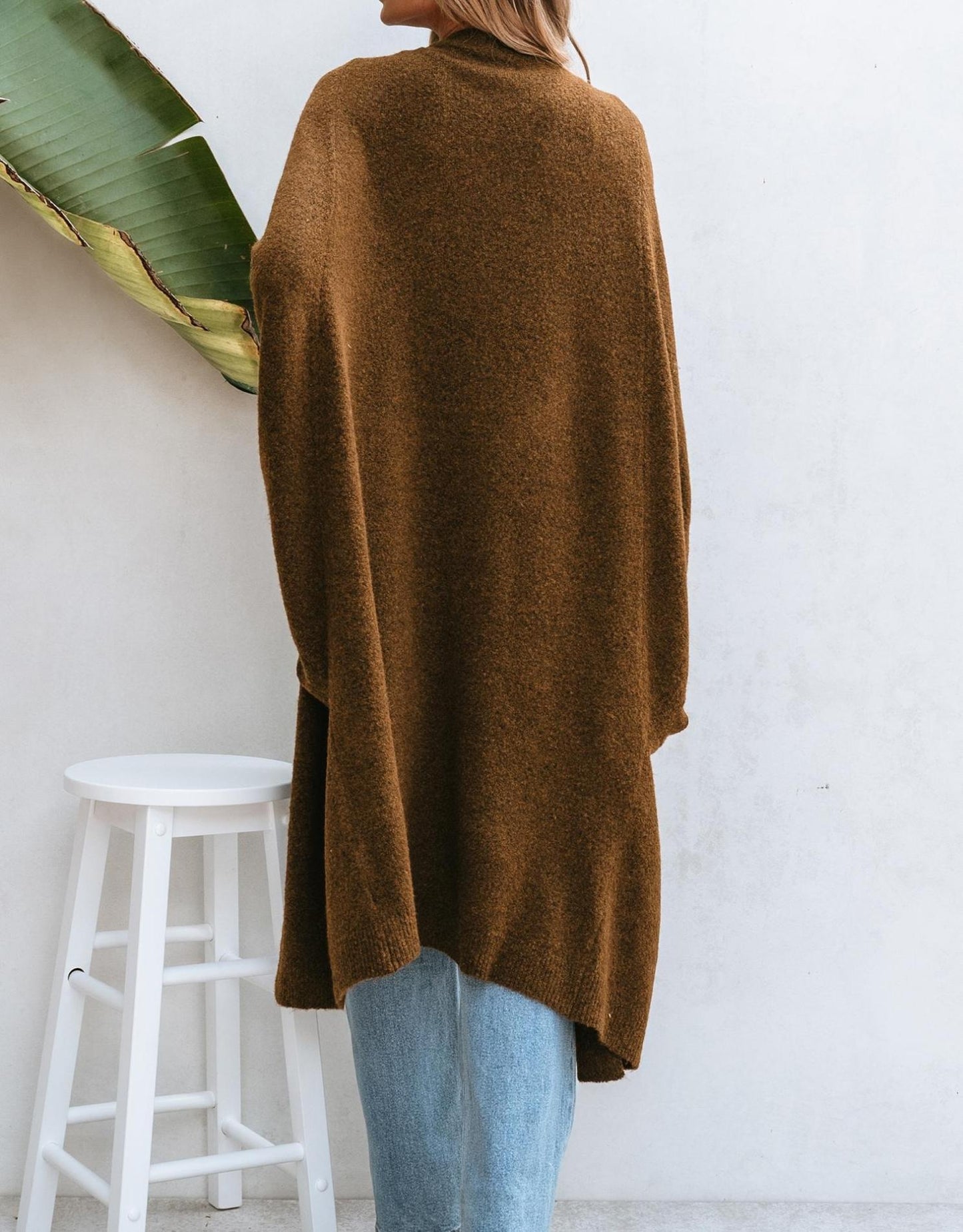 Women Oversized Long Knit Cardigan Open Front Loose Sweater Coat With Pockets