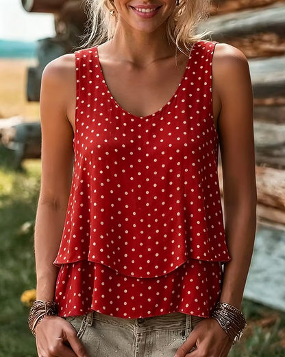 Floral Print Sleeveless Urban Tiered T-Shirt