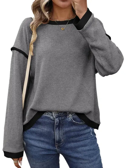 Women's Relaxed Fit Contrast Trim Blouse