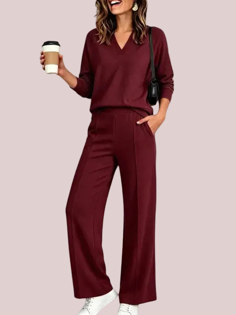 ⏰Hot Sale-Women's 2 Piece V Neck Fall Lounge Set