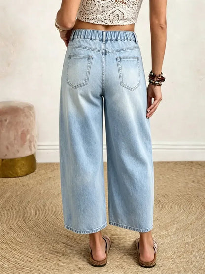 Women's Polka Dot Vintage Elegant Wide Leg Barrel Denim Jeans