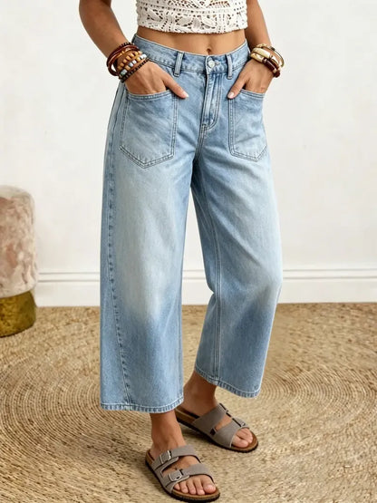 Women's Polka Dot Vintage Elegant Wide Leg Barrel Denim Jeans