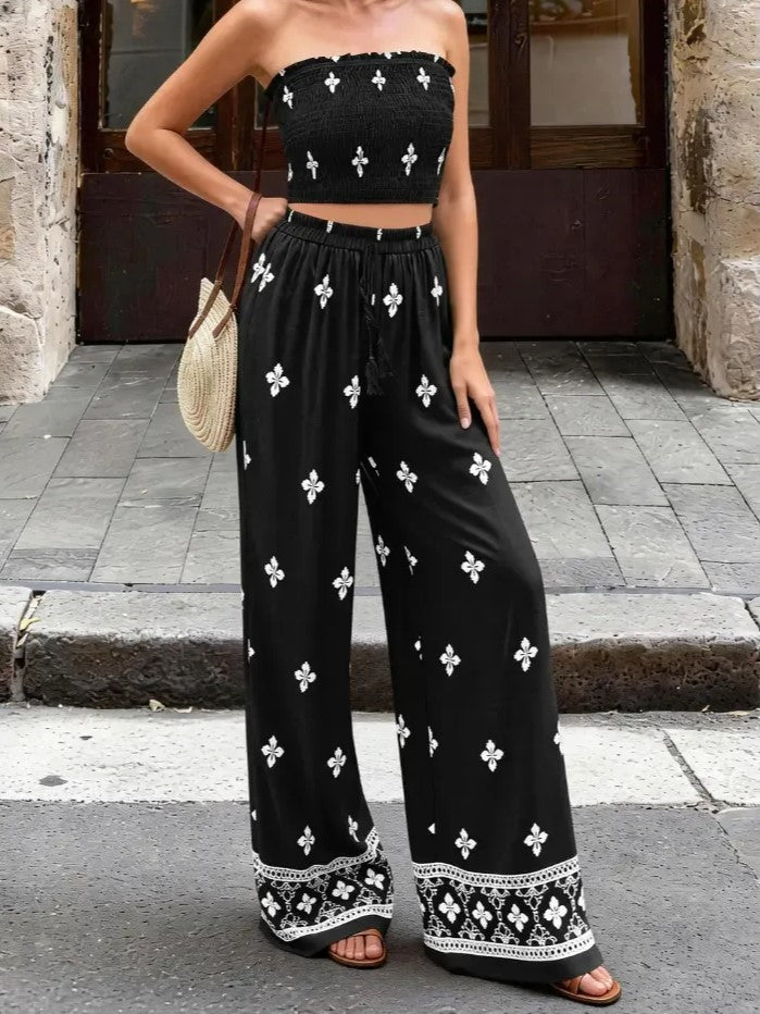 Bohemian Vacation Strapless Tube Top Matching Set