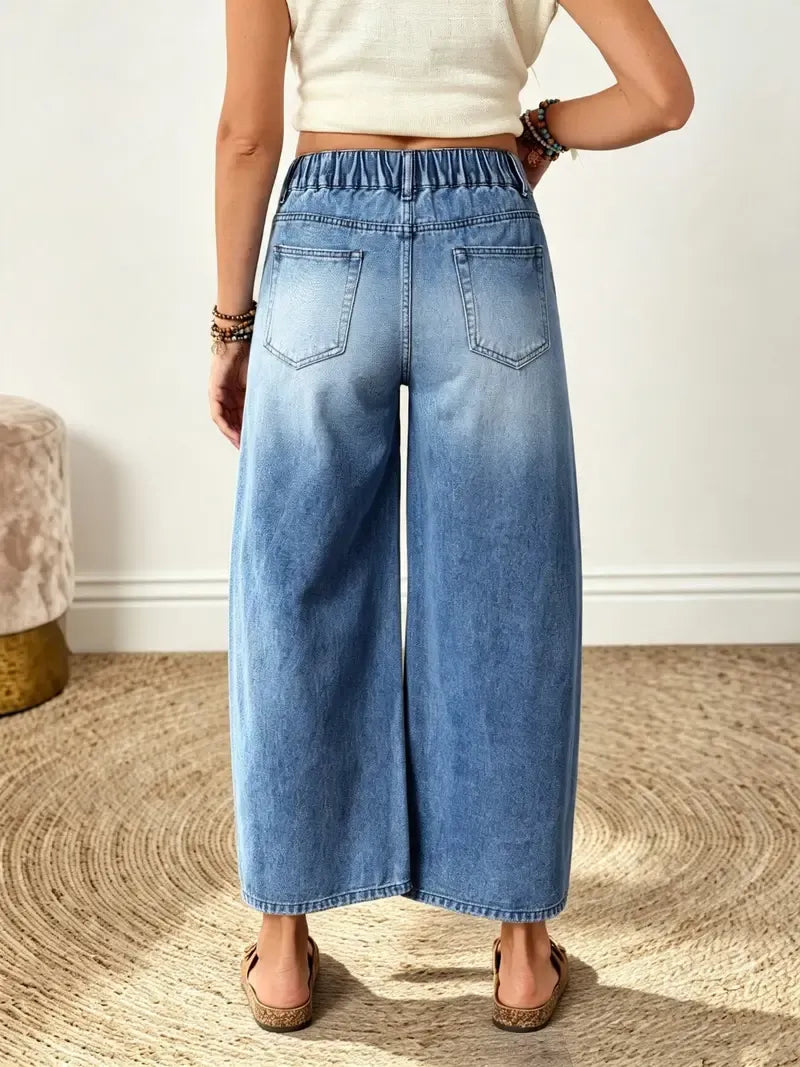 Women's Polka Dot Vintage Elegant Wide Leg Barrel Denim Jeans