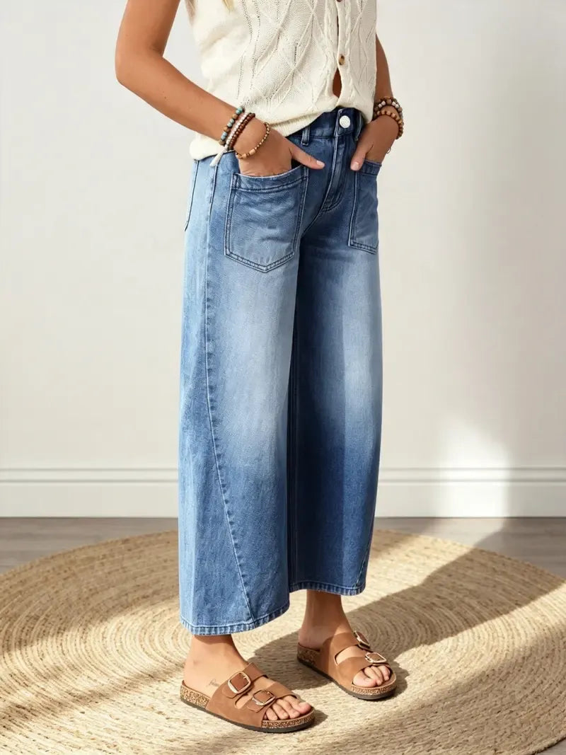 Women's Polka Dot Vintage Elegant Wide Leg Barrel Denim Jeans