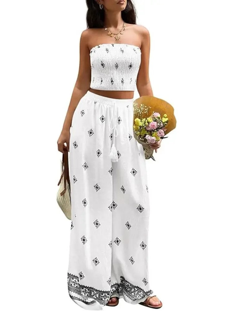 Bohemian Vacation Strapless Tube Top Matching Set