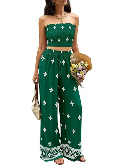 Bohemian Vacation Strapless Tube Top Matching Set