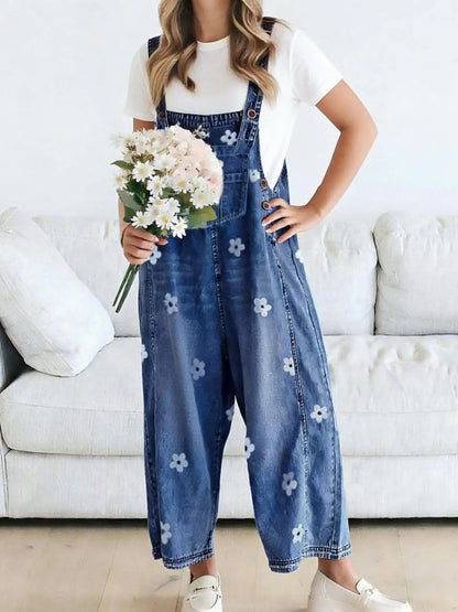 ⏰Hot Sale-Women's Spring Style Printed Denim Overalls