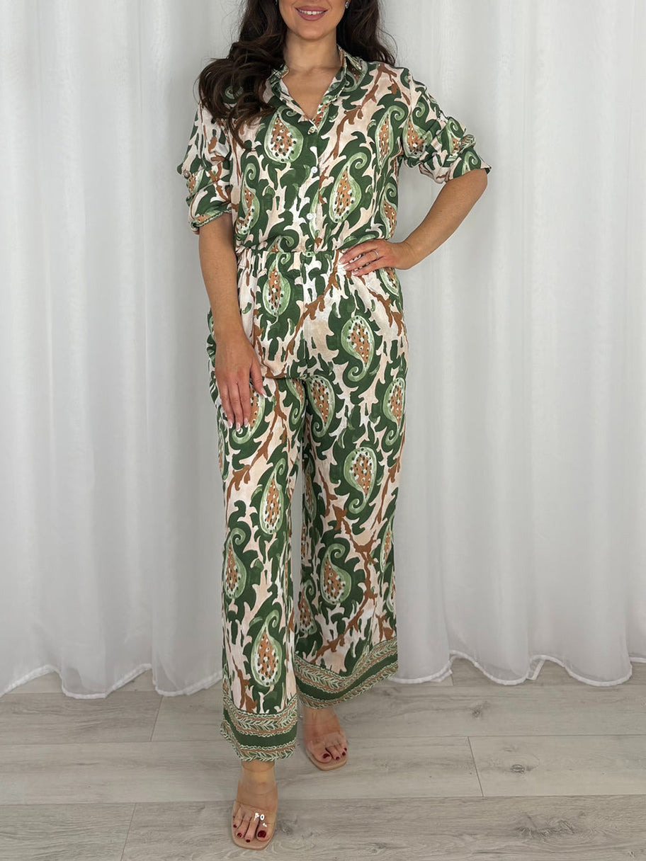 Luxury Paisley Print Button Up Shirt & Trouser Co-Ord