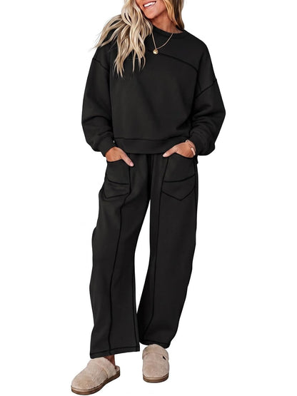 Limited time sale🔥Womens Casual 2 Piece Contrast Seams Tracksuit Set