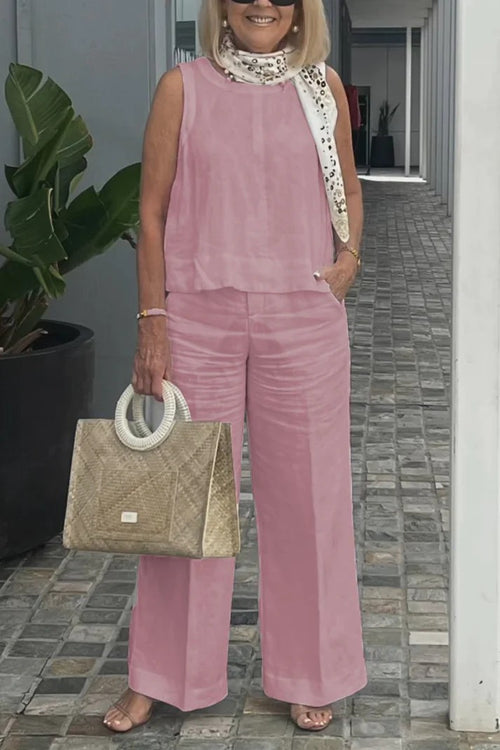 💥Sleeveless Top Wide Leg Pants Suit