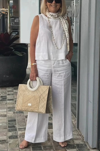 💥Sleeveless Top Wide Leg Pants Suit