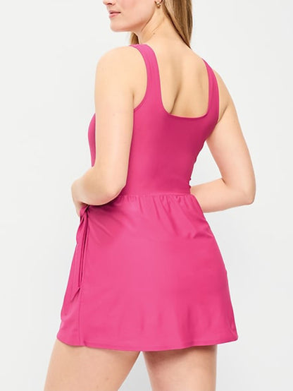 Matte Side-Tie Swim Dress