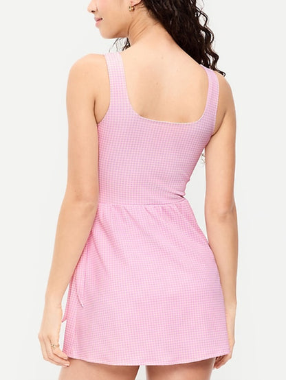 Matte Side-Tie Swim Dress