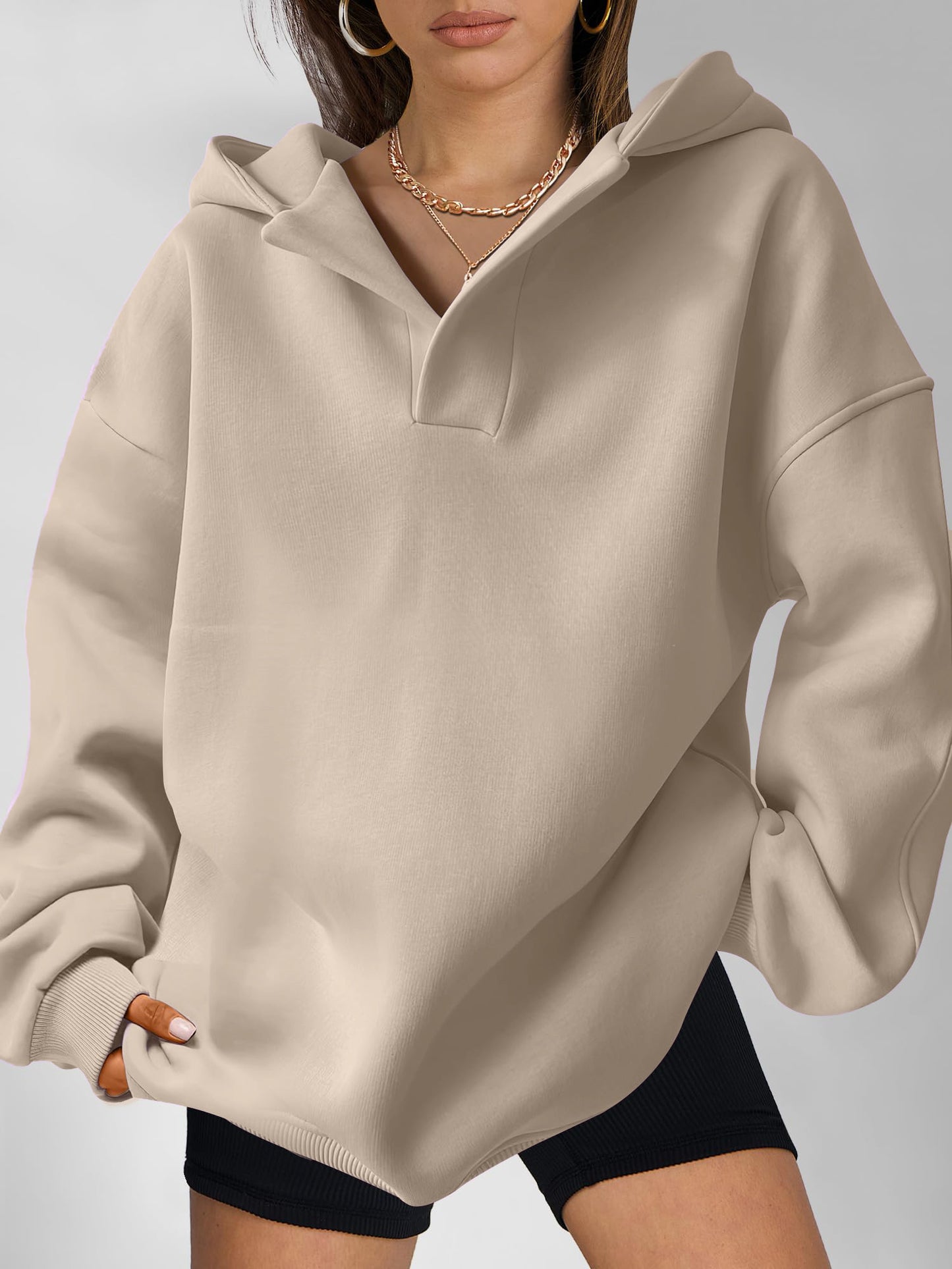 ⏰Hot Sale-Women's V Neck Oversized Hoodies
