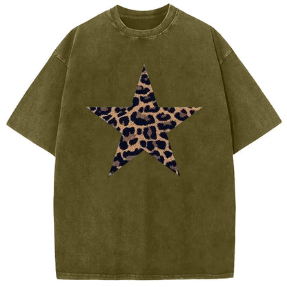 Acid Washed Shirts Five-Pointed Star Oversized Tee