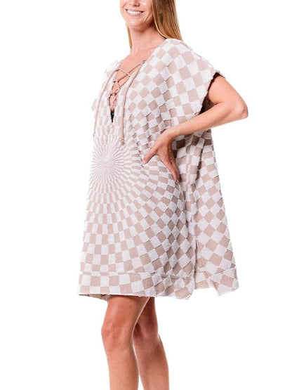 Women's Boho Lace Up Cover Up Dress