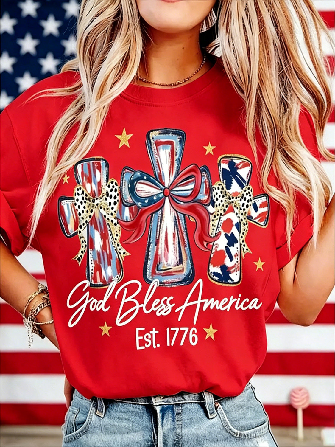 ⏰Hot Sale-God Bless America T-shirt 250 Years America Anniversary Birthday Gift Shirt
