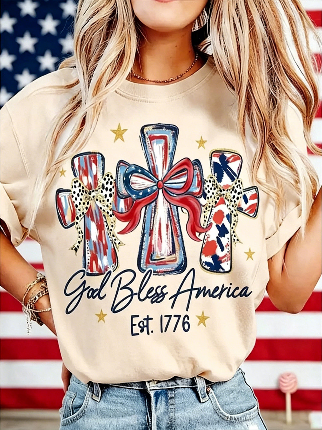 ⏰Hot Sale-God Bless America T-shirt 250 Years America Anniversary Birthday Gift Shirt