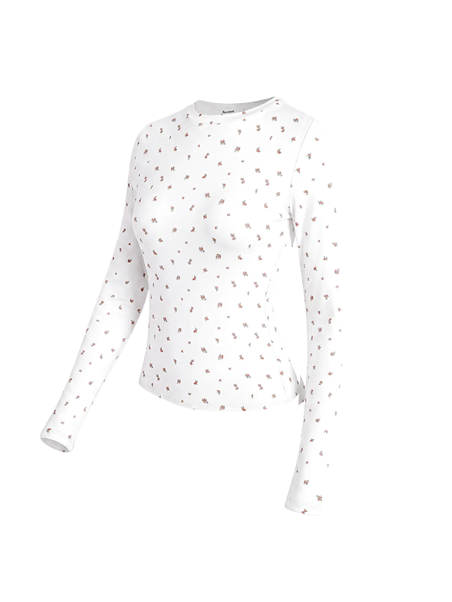 Multi‑Pattern Long Sleeve Top&Leopard Polka Dot Floral Solid Casual Stretchy Women Top