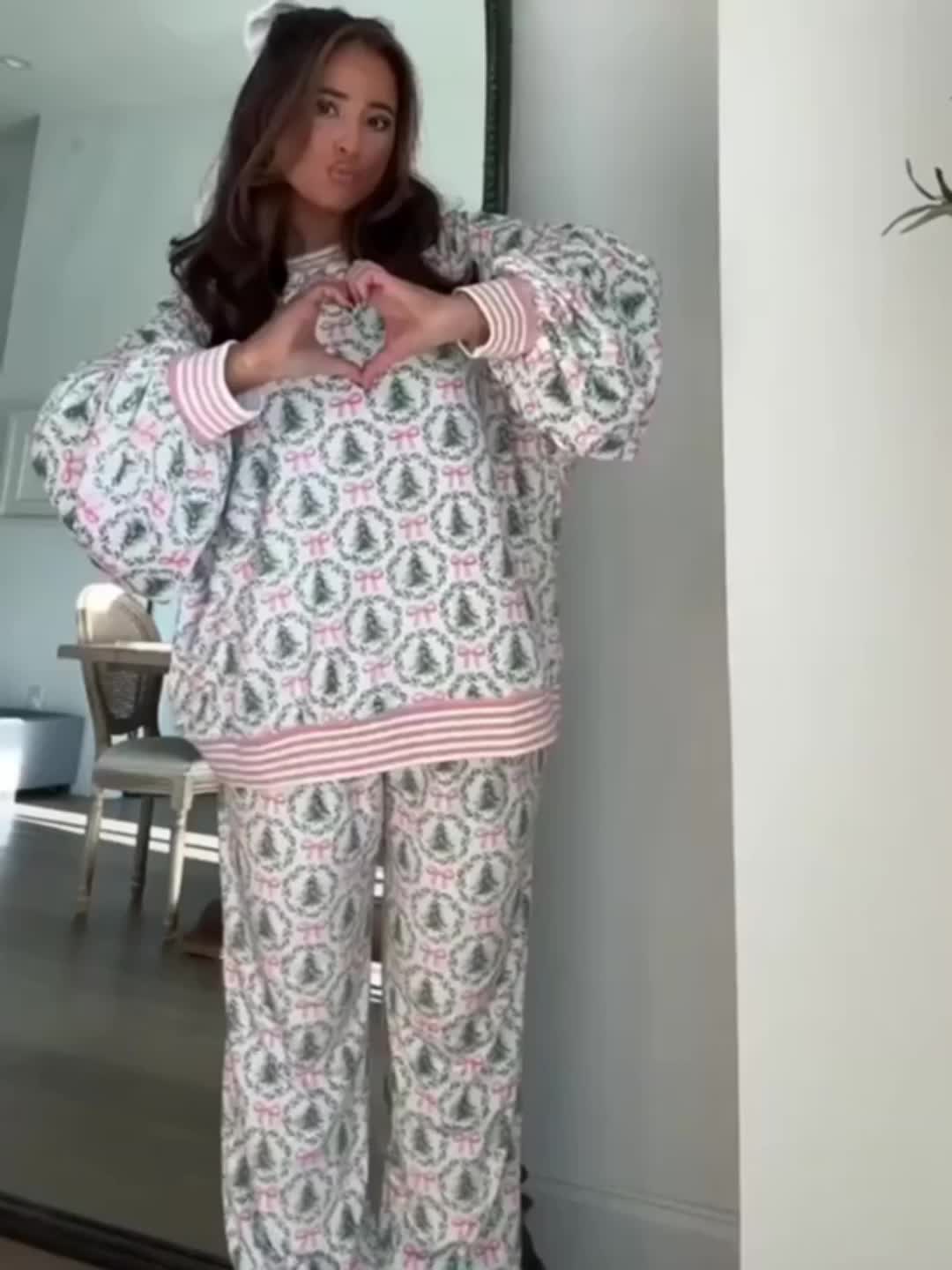 ⏰Hot Sale-Christmas Tree Bow Top and Pants Lounge Set