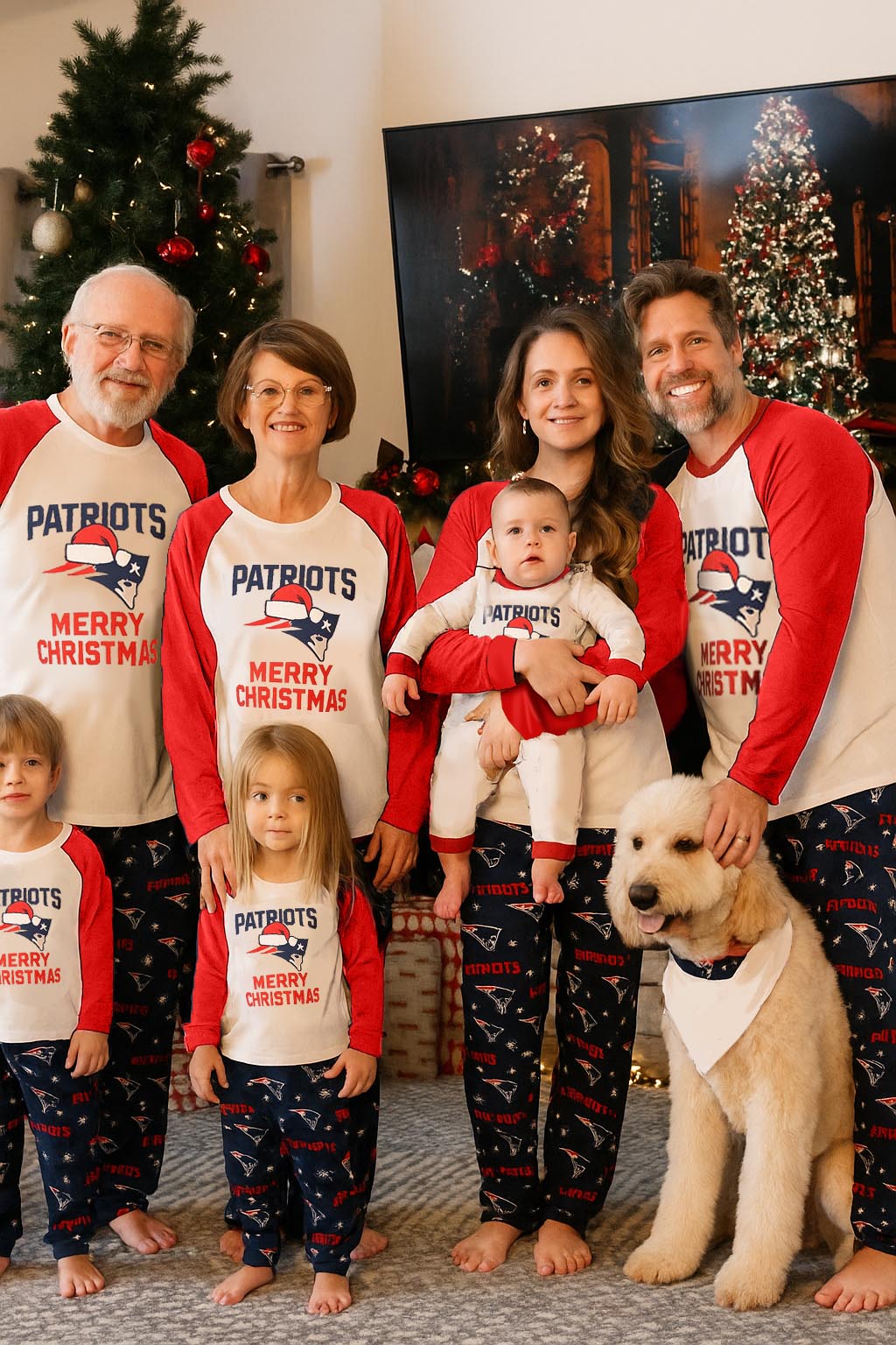 New England Patriots Family Holiday Pajamas Set