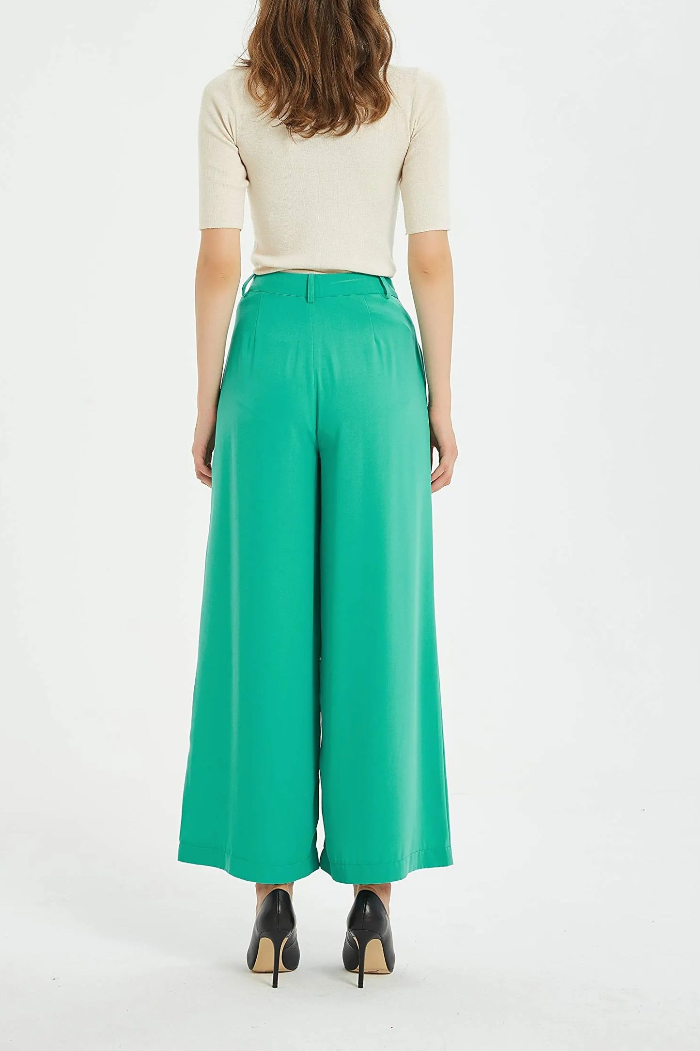 Women High Waist Casual Wide Leg Trousers